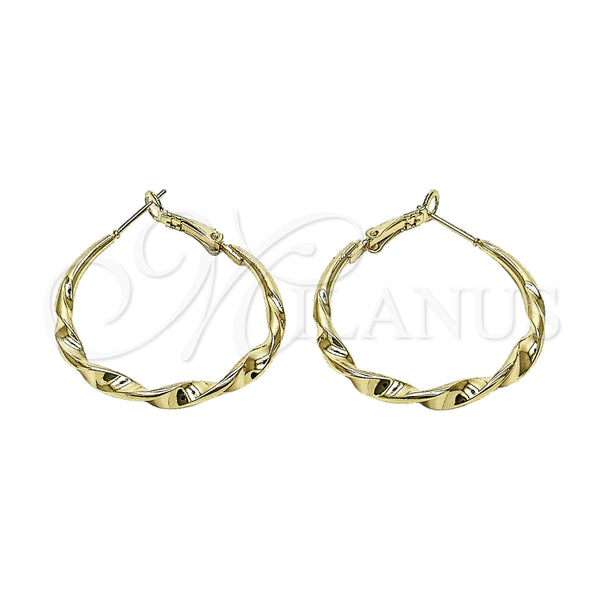 Argolla Mediana 02.170.0628.40 Oro Laminado, Diseño de Torcido y Hueco, Pulido, Tono Dorado
