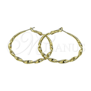 Argolla Grande 02.170.0628.50 Oro Laminado, Diseño de Torcido y Hueco, Pulido, Tono Dorado