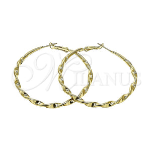 Argolla Grande 02.170.0628.60 Oro Laminado, Diseño de Torcido y Hueco, Pulido, Tono Dorado