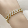 Pulsera Tennis 03.284.0067.07 Oro Laminado, Diseño de Miami Cubana, con Zirconia Cubica Blanca, Pulido, Tono Dorado (Grosor 10.6 MM, 8 Pulgadas de Largo)