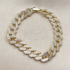 Pulsera Tennis 03.284.0067.07 Oro Laminado, Diseño de Miami Cubana, con Zirconia Cubica Blanca, Pulido, Tono Dorado (Grosor 10.6 MM, 8 Pulgadas de Largo)