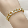 Pulsera Tennis 03.284.0068.07 Oro Laminado, Diseño de Miami Cubana, con Micro Pave Blanca, Pulido, Tono Dorado (Grosor 10.5 MM, 8 Pulgadas de Largo)