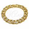 Pulsera Tennis 03.284.0068.07 Oro Laminado, Diseño de Miami Cubana, con Micro Pave Blanca, Pulido, Tono Dorado (Grosor 10.5 MM, 8 Pulgadas de Largo)