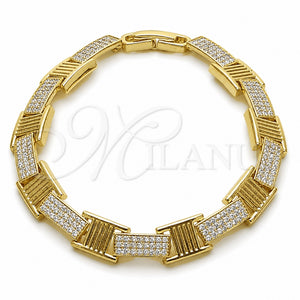 Pulsera Tennis 03.284.0069.07 Oro Laminado, Diseño de Hebilla del Cinturón, con Zirconia Cubica Blanca, Pulido, Tono Dorado (Grosor 08.3 MM, 8 Pulgadas de Largo)