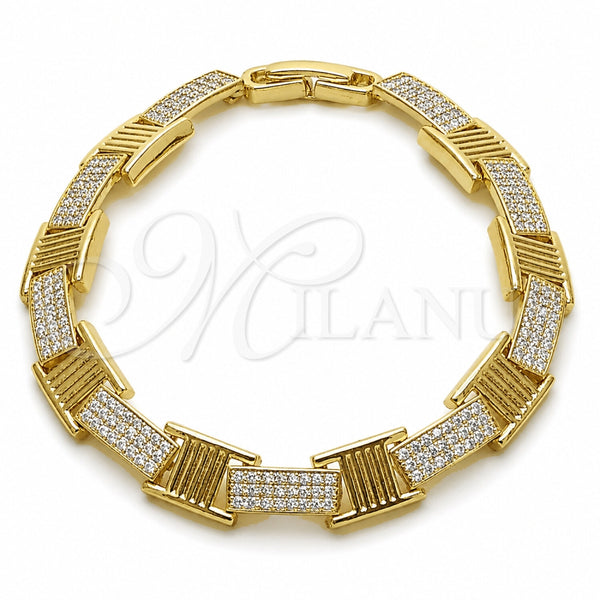 Pulsera Tennis 03.284.0069.07 Oro Laminado, Diseño de Hebilla del Cinturón, con Zirconia Cubica Blanca, Pulido, Tono Dorado (Grosor 08.3 MM, 8 Pulgadas de Largo)