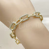 Pulsera Elegante 03.284.0070.08 Oro Laminado, Diseño de Paperclip, con Micro Pave Blanca, Pulido, Tono Dorado (Grosor 09.5 MM, 8 Pulgadas de Largo)