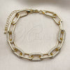 Pulsera Elegante 03.284.0070.08 Oro Laminado, Diseño de Paperclip, con Micro Pave Blanca, Pulido, Tono Dorado (Grosor 09.5 MM, 8 Pulgadas de Largo)