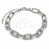 Pulsera Elegante 03.284.0070.1.08 Rodio Laminado, Diseño de Paperclip, con Micro Pave Blanca, Pulido, Rodinado (Grosor 09.5 MM, 8 Pulgadas de Largo)