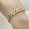 Pulsera Tennis 03.284.0071.07 Oro Laminado, Diseño de Miami Cubana, con Micro Pave Blanca, Pulido, Tono Dorado (Grosor 10.5 MM, 7 Pulgadas de Largo)