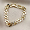Pulsera Tennis 03.284.0071.07 Oro Laminado, Diseño de Miami Cubana, con Micro Pave Blanca, Pulido, Tono Dorado (Grosor 10.5 MM, 7 Pulgadas de Largo)