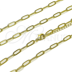 Gargantilla Basica 04.63.1395.16 Oro Laminado, Diseño de Paperclip, Pulido, Tono Dorado (Grosor 04 MM, 16 Pulgadas de Largo)