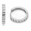Argolla Huggie 02.267.0122.20 Rodio Laminado, con Micro Pave Blanca, Pulido, Rodinado