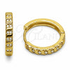 Argolla Huggie 02.267.0122.1.20 Oro Laminado, con Micro Pave Blanca, Pulido, Tono Dorado