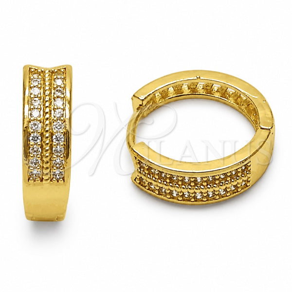 Argolla Huggie 02.267.0123.18 Oro Laminado, Diseño de Flecha, con Zirconia Cubica Blanca, Pulido, Tono Dorado