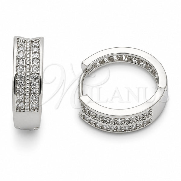 Argolla Huggie 02.267.0123.1.18 Rodio Laminado, Diseño de Flecha, con Zirconia Cubica Blanca, Pulido, Rodinado