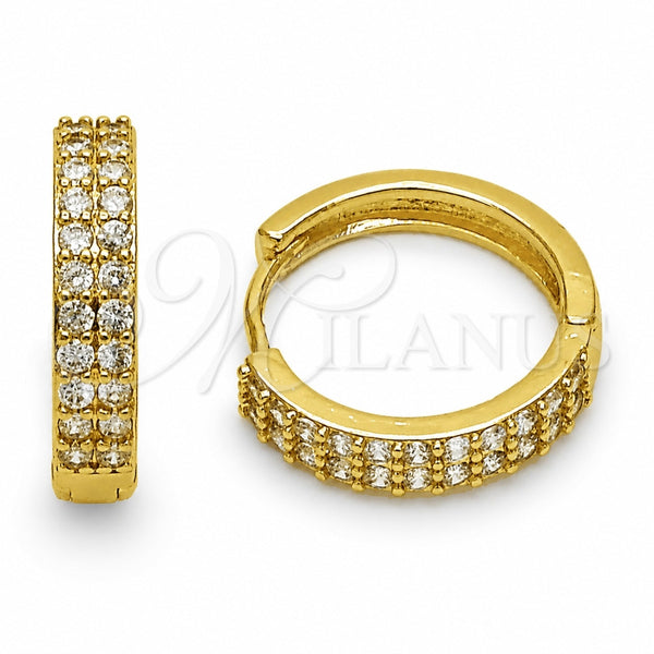 Argolla Huggie 02.267.0124.18 Oro Laminado, con Zirconia Cubica Blanca, Pulido, Tono Dorado