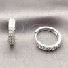 Argolla Huggie 02.267.0124.1.18 Rodio Laminado, con Zirconia Cubica Blanca, Pulido, Rodinado
