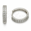 Argolla Huggie 02.267.0124.1.18 Rodio Laminado, con Zirconia Cubica Blanca, Pulido, Rodinado