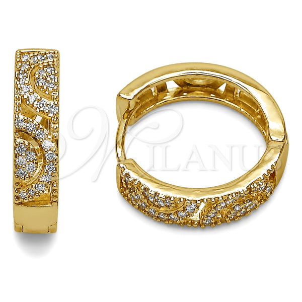 Argolla Huggie 02.267.0125.18 Oro Laminado, con Zirconia Cubica Blanca, Pulido, Tono Dorado