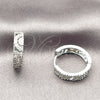 Argolla Huggie 02.267.0125.1.18 Rodio Laminado, con Zirconia Cubica Blanca, Pulido, Rodinado