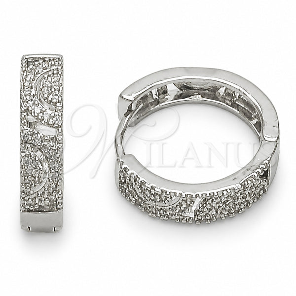 Argolla Huggie 02.267.0125.1.18 Rodio Laminado, con Zirconia Cubica Blanca, Pulido, Rodinado