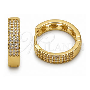 Argolla Huggie 02.267.0126.20 Oro Laminado, Diseño de Corazón, con Zirconia Cubica Blanca, Pulido, Tono Dorado