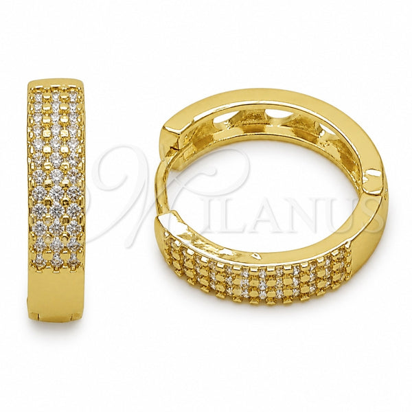 Argolla Huggie 02.267.0126.20 Oro Laminado, Diseño de Corazón, con Zirconia Cubica Blanca, Pulido, Tono Dorado