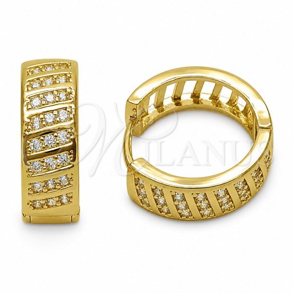 Argolla Huggie 02.267.0127.18 Oro Laminado, con Zirconia Cubica Blanca, Pulido, Tono Dorado