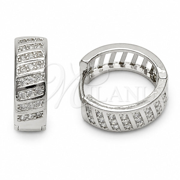Argolla Huggie 02.267.0127.1.18 Rodio Laminado, con Zirconia Cubica Blanca, Pulido, Rodinado