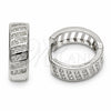 Argolla Huggie 02.267.0127.1.18 Rodio Laminado, con Zirconia Cubica Blanca, Pulido, Rodinado