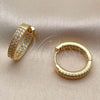 Argolla Huggie 02.267.0128.18 Oro Laminado, con Zirconia Cubica Blanca, Pulido, Tono Dorado