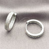 Argolla Huggie 02.267.0128.1.18 Rodio Laminado, con Zirconia Cubica Blanca, Pulido, Rodinado