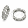 Argolla Huggie 02.267.0128.1.18 Rodio Laminado, con Zirconia Cubica Blanca, Pulido, Rodinado