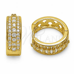 Argolla Huggie 02.267.0129.18 Oro Laminado, con Zirconia Cubica Blanca, Pulido, Tono Dorado