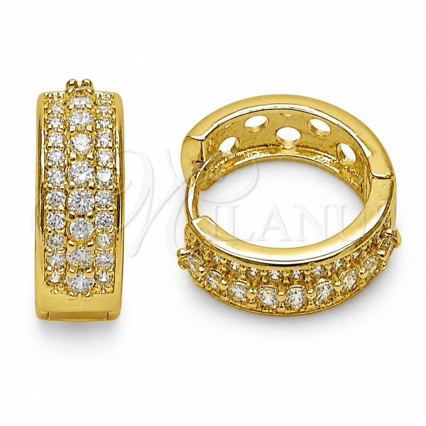Argolla Huggie 02.267.0129.18 Oro Laminado, con Zirconia Cubica Blanca, Pulido, Tono Dorado