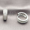 Argolla Huggie 02.267.0129.1.18 Rodio Laminado, con Zirconia Cubica Blanca, Pulido, Rodinado