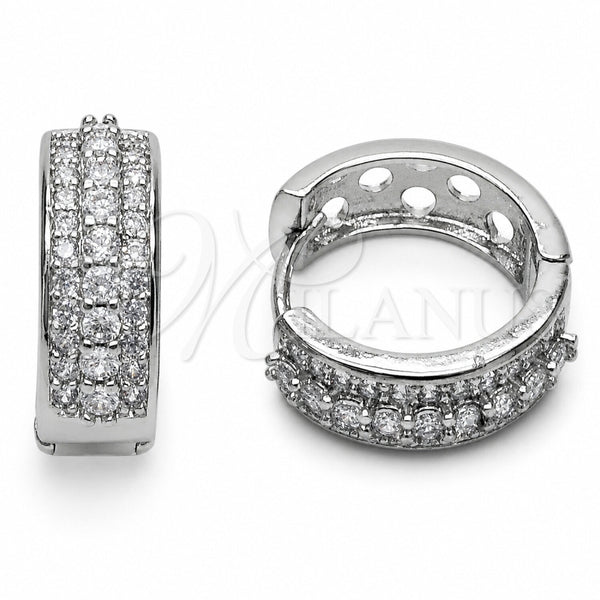 Argolla Huggie 02.267.0129.1.18 Rodio Laminado, con Zirconia Cubica Blanca, Pulido, Rodinado