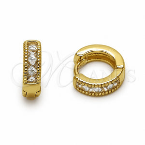 Argolla Huggie 02.267.0132.12 Oro Laminado, Diseño de Gota, con Zirconia Cubica Blanca, Pulido, Tono Dorado