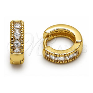 Argolla Huggie 02.267.0132.12 Oro Laminado, Diseño de Gota, con Zirconia Cubica Blanca, Pulido, Tono Dorado