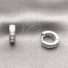 Argolla Huggie 02.267.0132.1.12 Rodio Laminado, Diseño de Gota, con Zirconia Cubica Blanca, Pulido, Rodinado