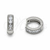 Argolla Huggie 02.267.0132.1.12 Rodio Laminado, Diseño de Gota, con Zirconia Cubica Blanca, Pulido, Rodinado