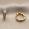 Argolla Huggie 02.267.0133.12 Oro Laminado, con Zirconia Cubica Blanca, Pulido, Tono Dorado