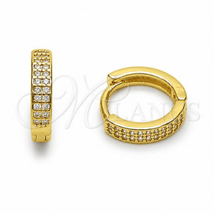 Argolla Huggie 02.267.0133.12 Oro Laminado, con Zirconia Cubica Blanca, Pulido, Tono Dorado