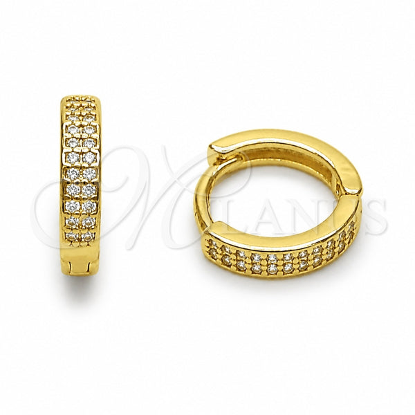 Argolla Huggie 02.267.0133.12 Oro Laminado, con Zirconia Cubica Blanca, Pulido, Tono Dorado