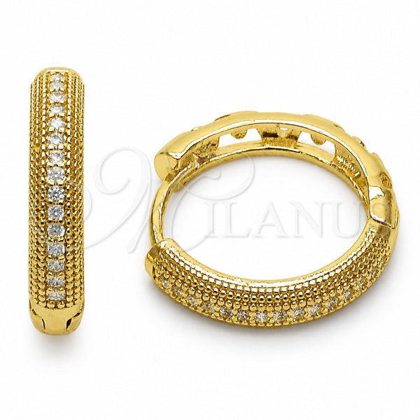 Argolla Huggie 02.267.0134.20 Oro Laminado, con Zirconia Cubica Blanca, Pulido, Tono Dorado