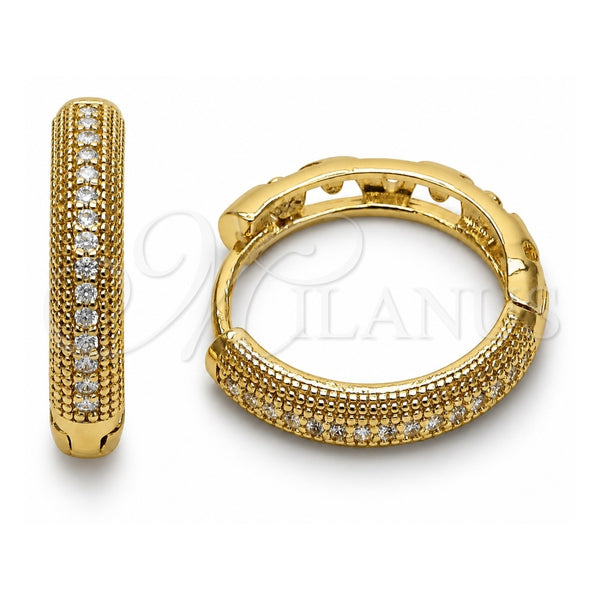 Argolla Huggie 02.267.0134.20 Oro Laminado, con Zirconia Cubica Blanca, Pulido, Tono Dorado