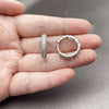 Argolla Huggie 02.267.0134.1.20 Rodio Laminado, con Zirconia Cubica Blanca, Pulido, Rodinado