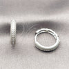 Argolla Huggie 02.267.0134.1.20 Rodio Laminado, con Zirconia Cubica Blanca, Pulido, Rodinado