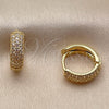 Argolla Huggie 02.267.0135.14 Oro Laminado, con Zirconia Cubica Blanca, Pulido, Tono Dorado