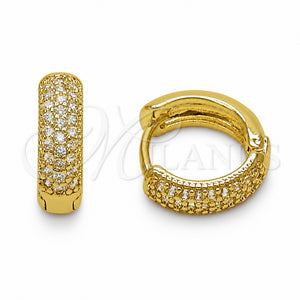 Argolla Huggie 02.267.0135.14 Oro Laminado, con Zirconia Cubica Blanca, Pulido, Tono Dorado